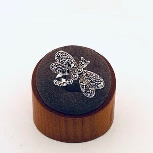 925 Sterling Silver Dragonfly Ring Size 6 Marcasite Estate Jewelry Vintage Boho!